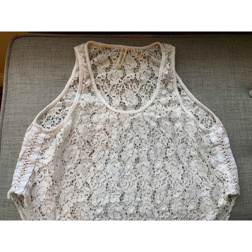 Annianna Fancy Cotton Lace High Low Tank Laced Up Side Detail Size L - Picture 4 of 7